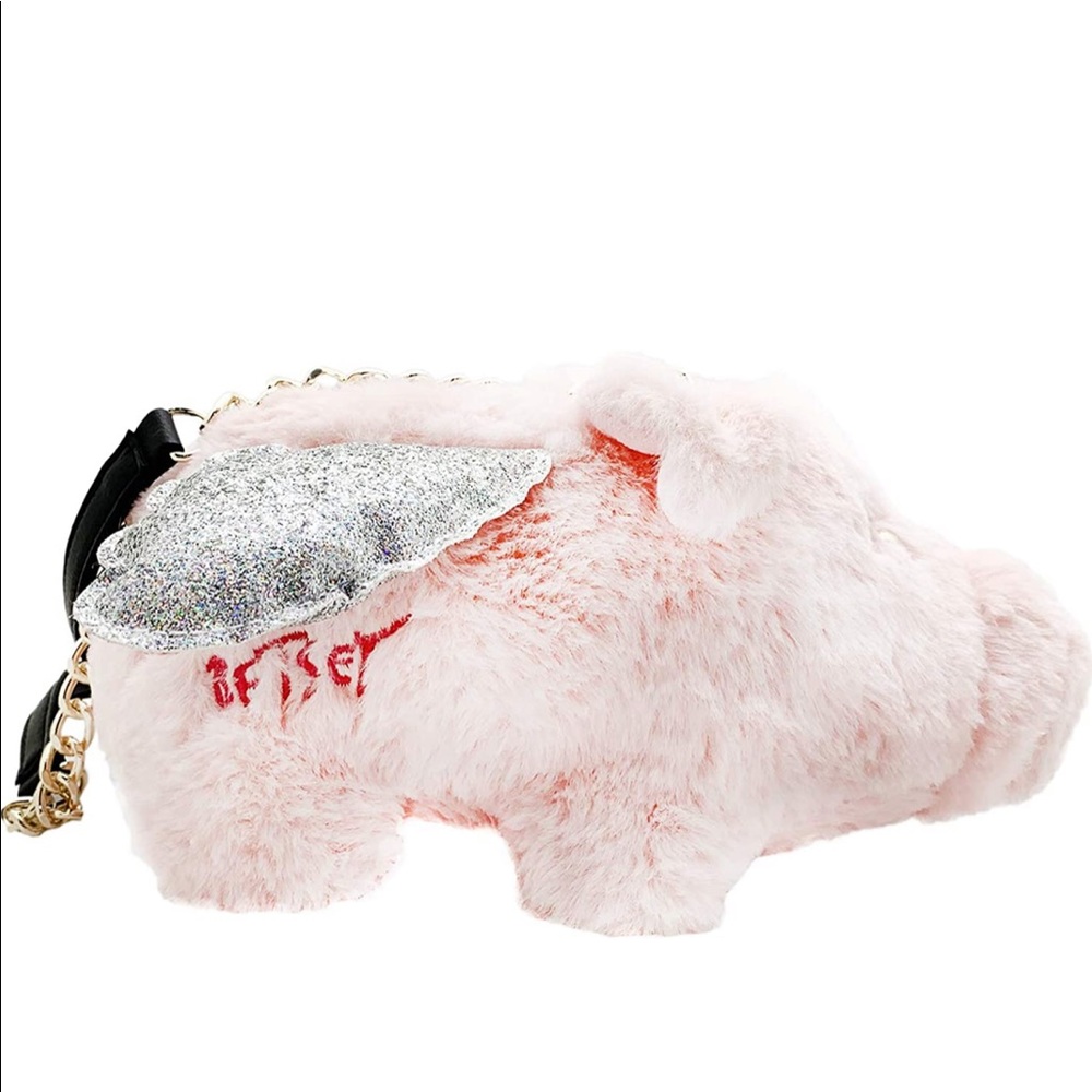 Betsey Johnson when pigs fly plush crossbody purse